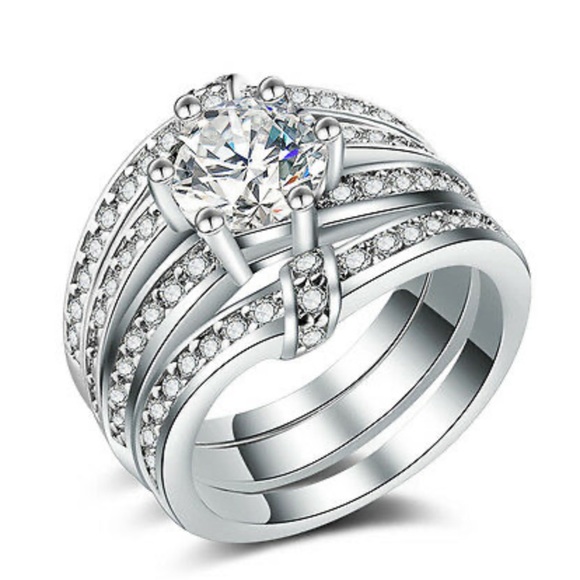 Jewelry - NEW 925 Sterling silver Three Ring Set Engagement